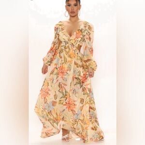 Fashion Nova Floral Long Sleeve Long Dress Size 2X